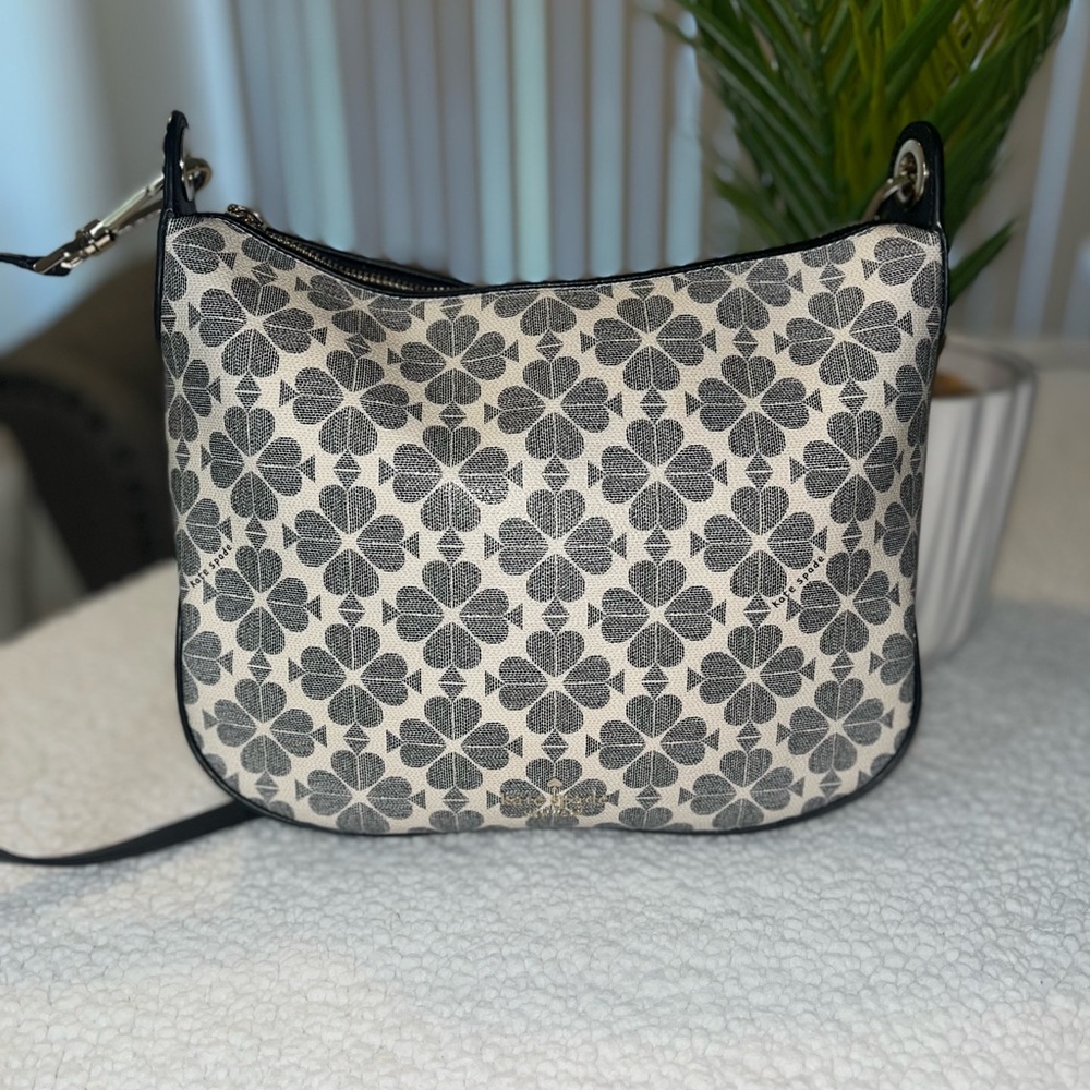 Authentic Kate Spade Black and Cream Floral Crossbody Bag